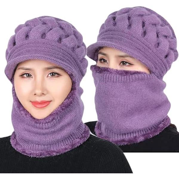 Fleecefodrad Dammössa, Vintermössa Halsduk Mask Set, Dam