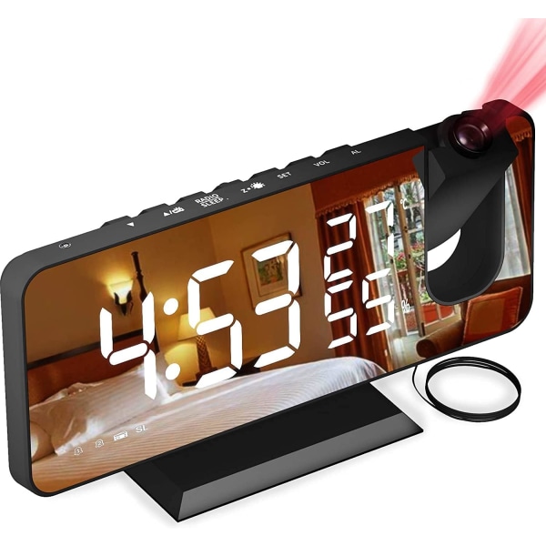 Projektionsväckarklocka, Väckarklocka med Radio och Temperatur, Luftfuktighet