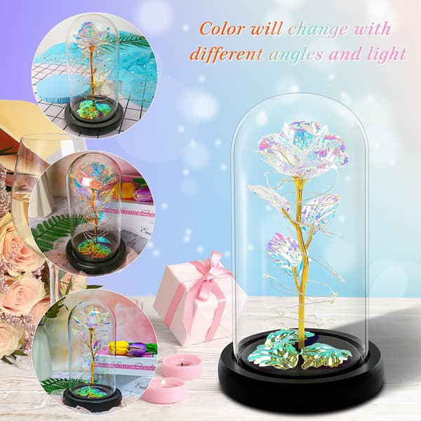 Led Enchanted Galaxy Rose Evig 24k Guldfolie Blomst Med Fe