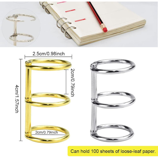 10 stk. Binder Ringe Metal Bog Ringe Løse Blade Binder Ringe 3 DXGHC