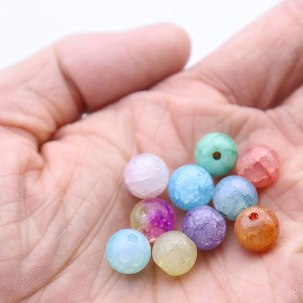 200 st 8 mm Runda Sprickade Glaspärlor Blandade Kristallpärlor wi DXGHC