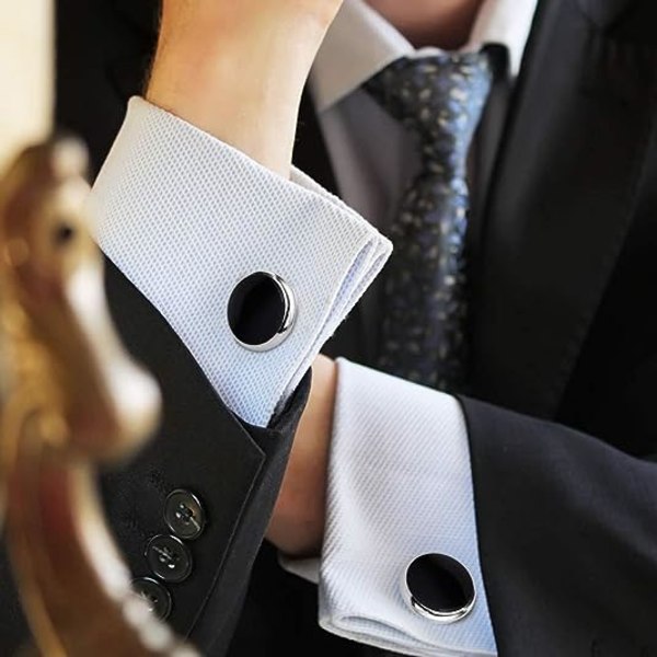 Mansjettknapper og skjorteknapper sett for smoking, forretningsbruk og bryllup