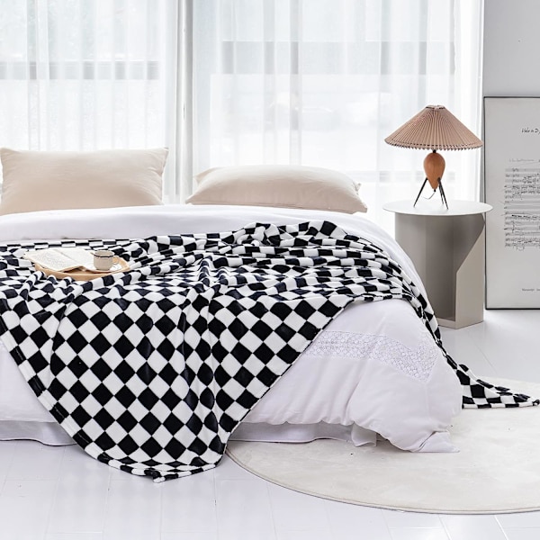 Buffalo Plaid Fleece Tæppe (70*140cm, Sort) - Plaid Flannel DXGHC