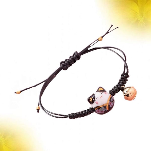 Søt Glad Katt Armbånd Feng Shui Maneki Neko Snøre Armbånd Justerbar