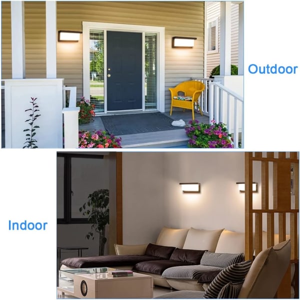 LED Vægskænkelampe 3000K, 18W 1800Lm Mat Sort Veranda & Terrasse