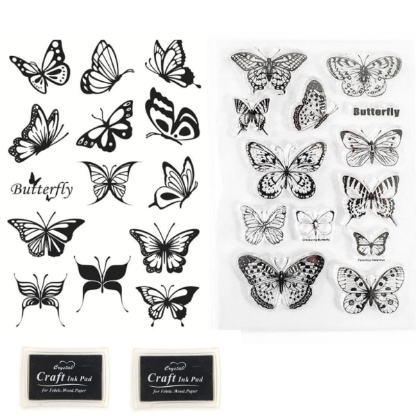 1 set smink ögonmakeup fjärilstämpel transparent stämpel smör
