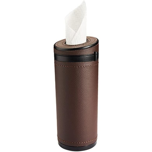 （Brun） Tissue Car Cup Holder, Universal PU Leather Tissue Dispenser