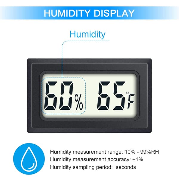 4-pak Reptil Termometer Mini Digital Fugtighed Temperatur Måler