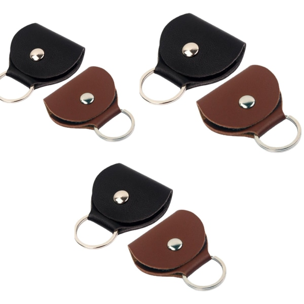 4-delt brunt PU læder paddle clip paddle taske nøglering paddl