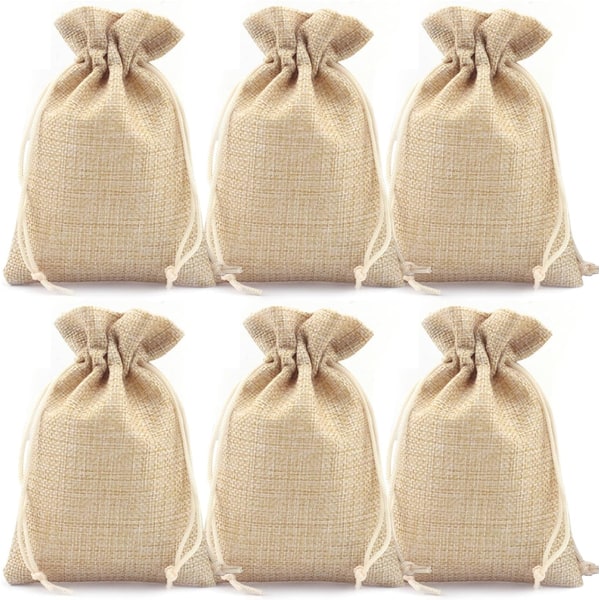 50PCS Burlap Gift Bags with Drawstring,Linen Burlap Bags Candy Ba