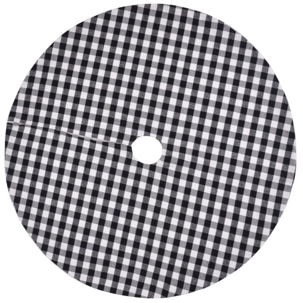 48 inch Christmas tree skirt black and white plaid Christmas Day