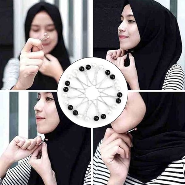 12 kpl Muslim Hijab Clip Simulated Pearl Huivi, Hijab Clip rintaneula