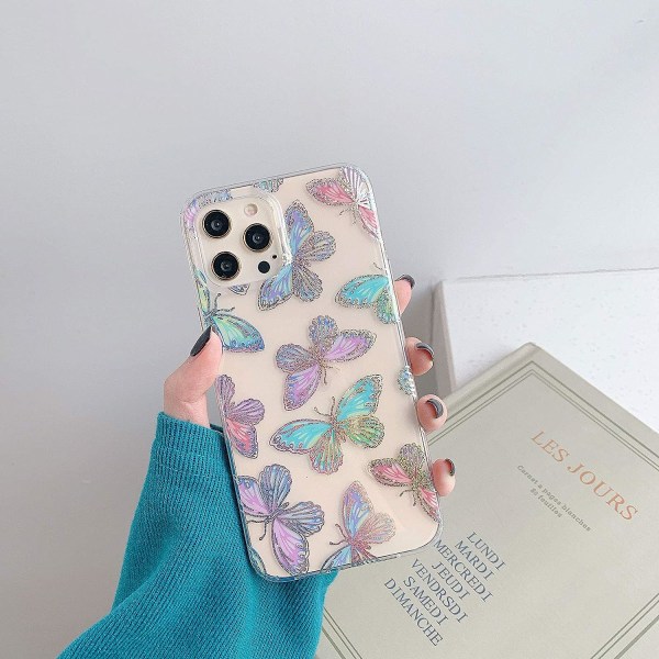 Kompatibel med iPhone 12 Pro Max case, glitterröd lila