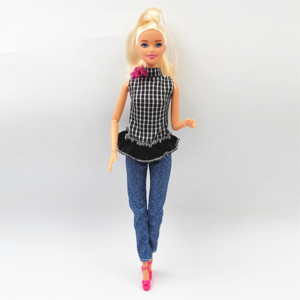 8-delars Barbie-modekläder, klänning, byxor, hängslen, överdel och