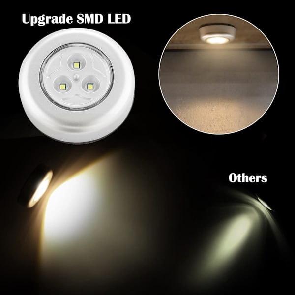 6 st självhäftande batteridrivna LED-spotlampor, extra belysning DXGHC