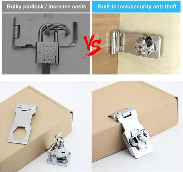 Liten Hasp och Stift Metall Lås Hasp Dörr Spänne Säkerhetsdörrklämma