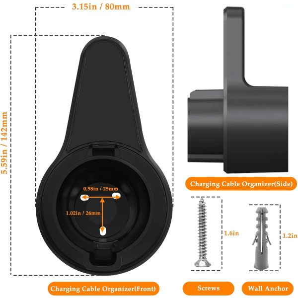 EV-laderholder, bærbar vægmonteret connector-holder, elektrisk bil