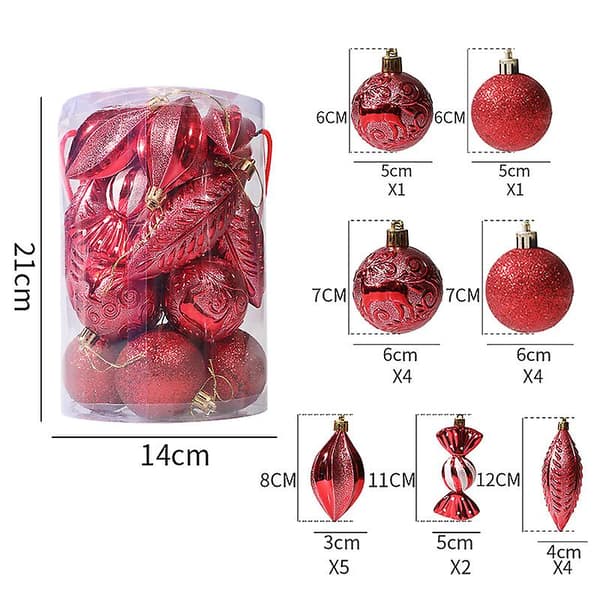 21 stk Julekule Ornamenter - Glitter Dekorert Julekule 1