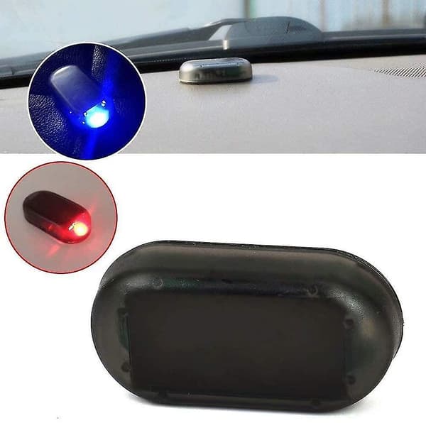 2 stk Billadvarsel med Solcelle Simulert Dummy Alarm Anti-Tyveri LED