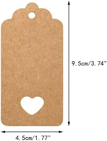 Kraftpapir Gavemærker 9,5x4,5cm, 100 stk. med Jutegarn, til Bryllup