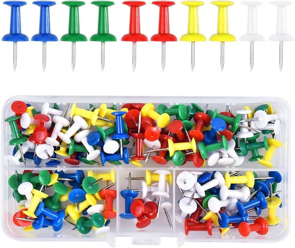 100 stk. Farverige Tommelfingerknapper, Farverige Dekorative Push Pins
