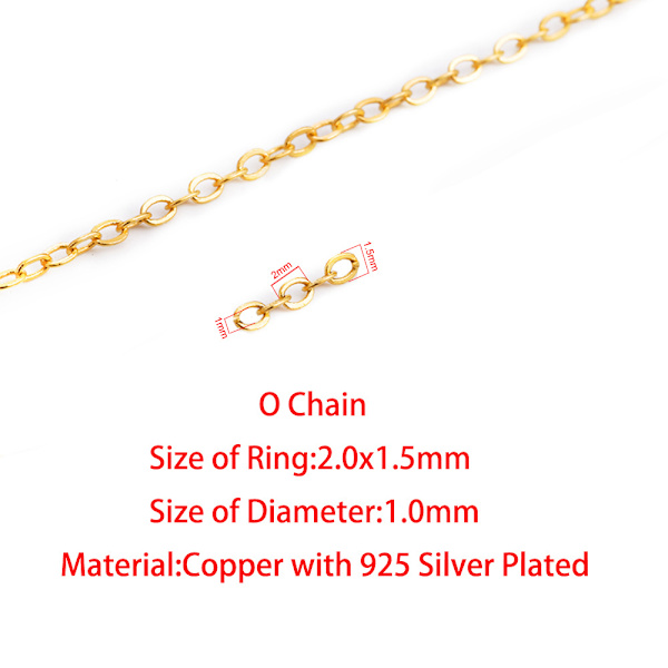 S925 färgbeständig kopparpläterad sterling silver O-formad kedja