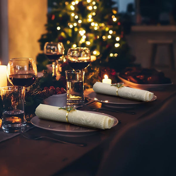 Set med 12 Julgrans Servett Ringar Jul Servett Ringar Hållare Bu