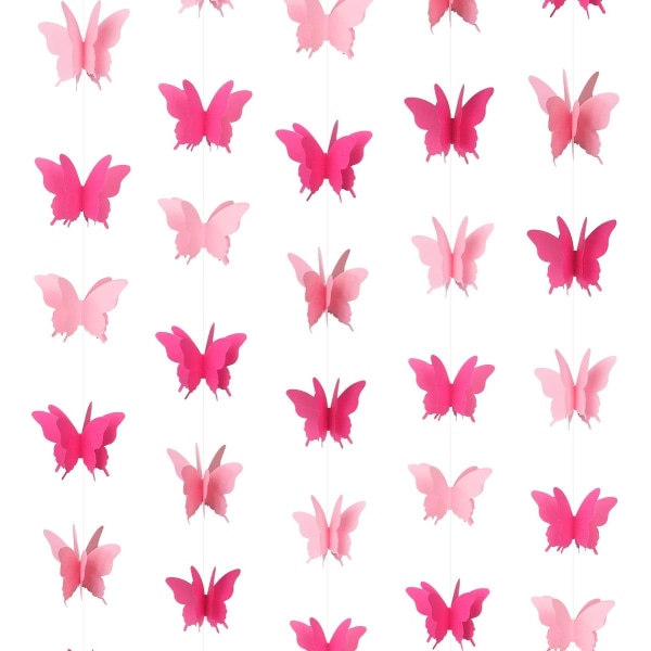 5 fjärilar hängande girlanger 3D pappersfärgad flaggfest dec