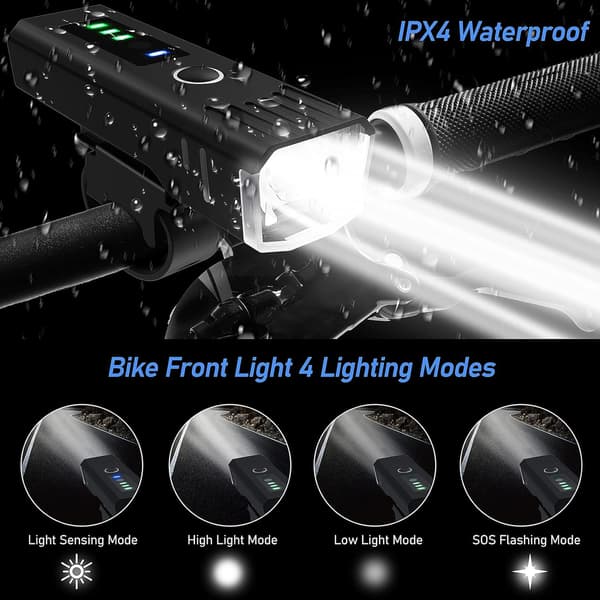 Cykellampor, Kraftfulla USB Laddningsbara LED-Cykellampor med Autosensor