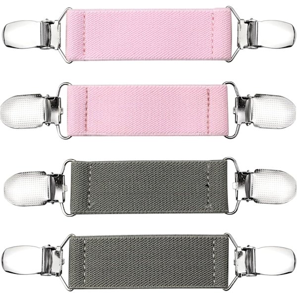 4 Elastiske Cardigan-Klips, (Pink, Grå) Dame Elegant C DXGHC