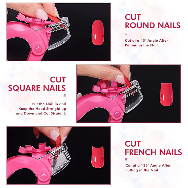 Dww-nagelklippare, rosa justerbar nagelskärare falsk nagel C DXGHC