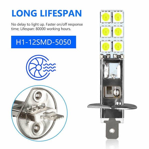 4 kpl H1 6000K Valkoiset LED-ajovalot Sarja Sumuajovalot