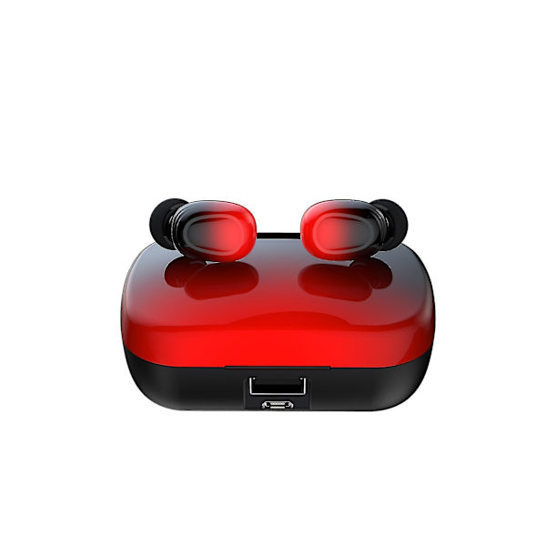 （Rød）Trådløst hodesett mini Bluetooth sportshodetelefoner LED d