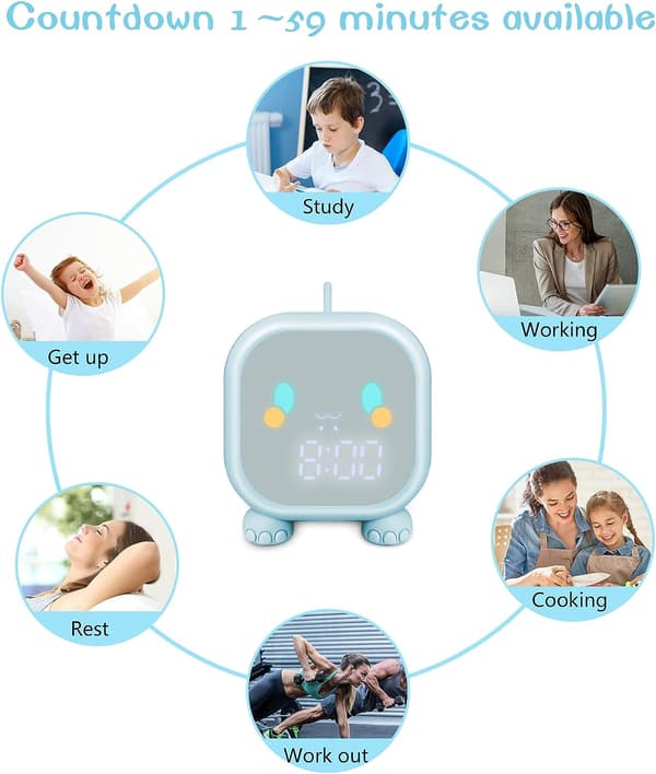 Vækkeur til Børn, Digital Vækkeur til Børneværelset, Blå, Sød