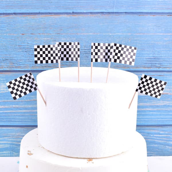 120 Sjakkbrett Racing Flagg Party Cake Tannpirker Flagg