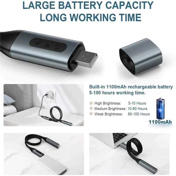 USB-oppladbart nakkelys boklys for lesing i sengen om natten