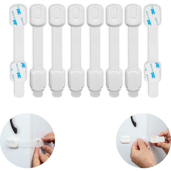 Child Safety Locks, Set of 8, White, Multifunction, with 3M Adhes