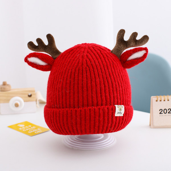 Babyhue Cute Antlers Rensdyr Hæklet Strikket Hue Vinter Varm Ca