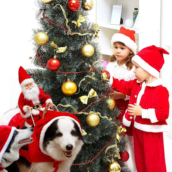 Jultomtedräkt för Hundar, Julkläder för Husdjur, Tomte Ridande Husdjur