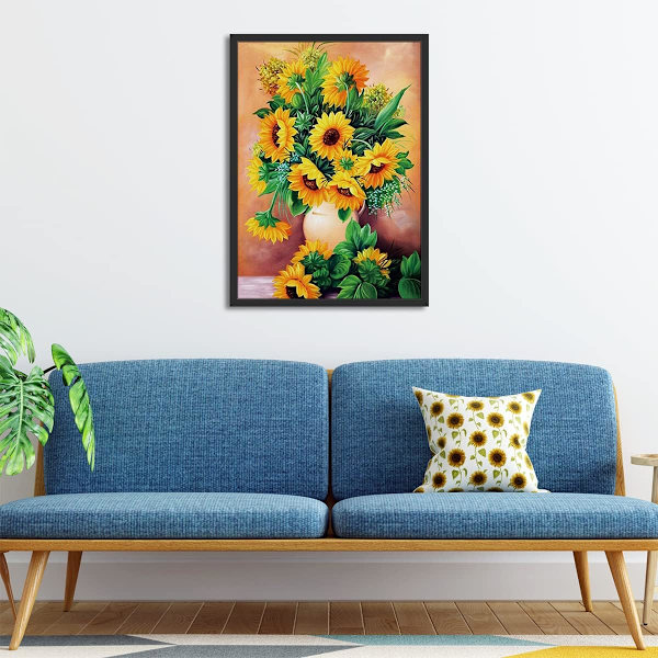 Blomster Diamantmaleri, DIY 5D Solsikke Diamantkunstmaleri Ki