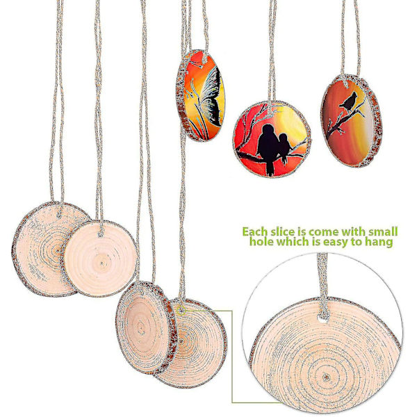 Naturligt träskivor 30 st 6-7 cm Borrat hål Oavslutad stock DXGHC