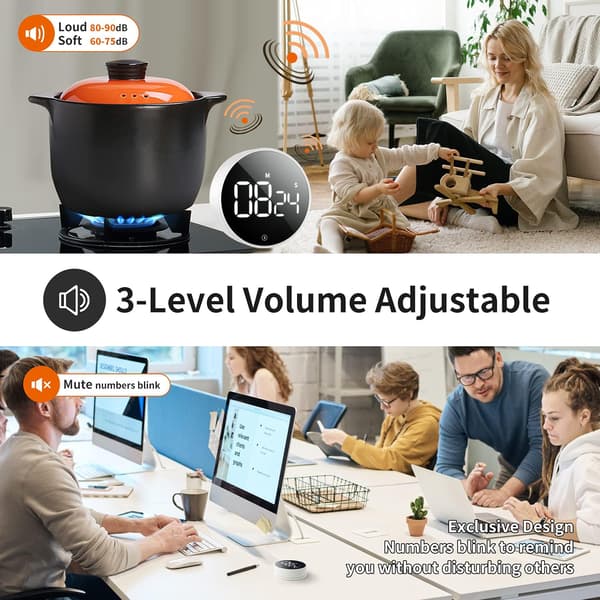 Digital Kjøkken Timer - Magnetisk Nedtelling og Opptelling Timer med Stor