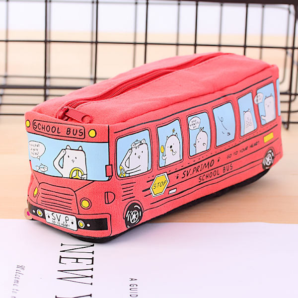 Pennfack för studenter, liten djurbuss, tecknad