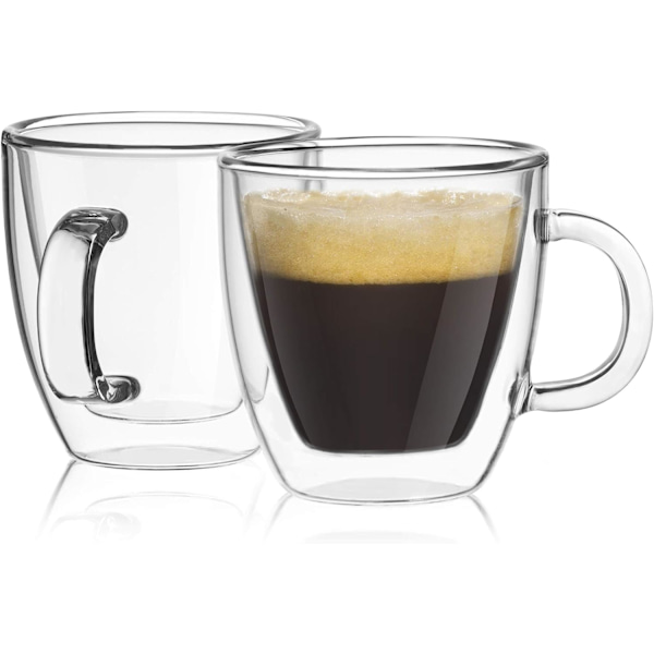 Sæt med 2 Dobbeltvæggede Isoleret Espresso Kopper 320ml