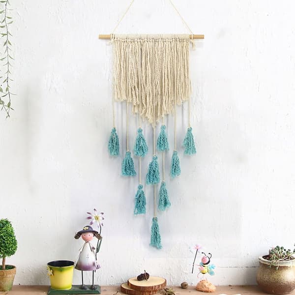 Macramé Väggbonad Bohemisk Geometrisk Gobeläng 90 x 40 cm