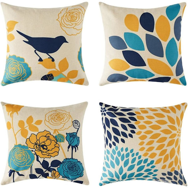 Putetrekk i lin med geometrisk mønster for sofa, hjem, L