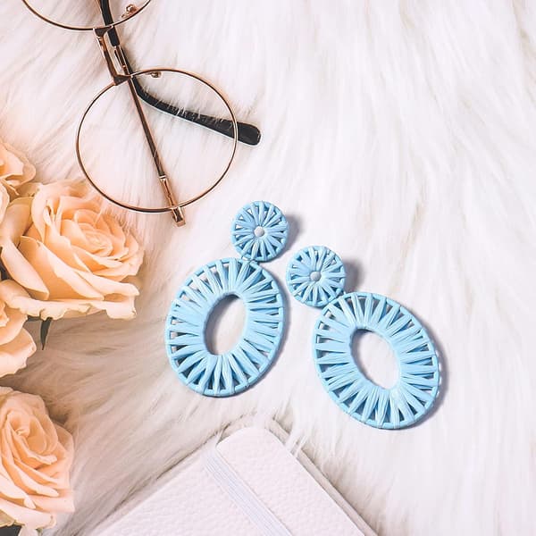 Raffia Øreringe Boho Drop Dangle Øreringe til Kvinder Håndlavet Fash