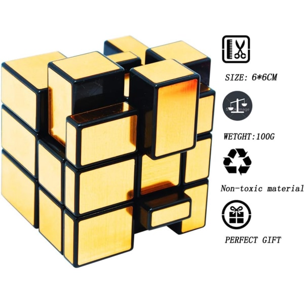 Spegelkub 3x3, Magisk Kub 3x3x3 Hastighetskub Smidig Lätt att Rotera