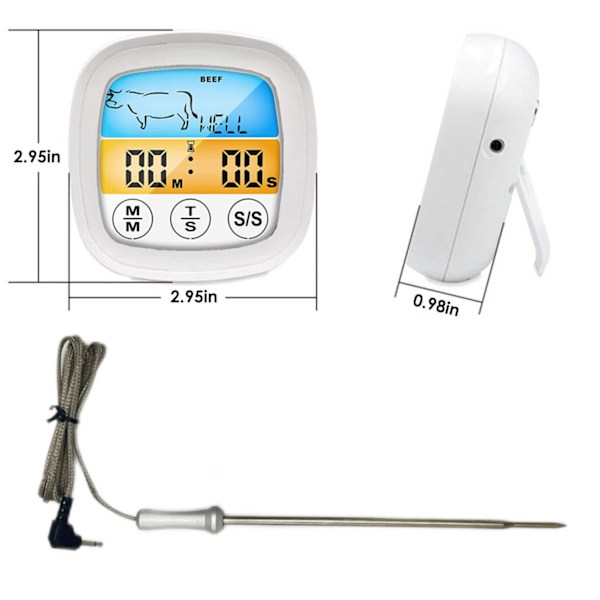 （Sølv Sort）Digital Ovn og Grill Termometer, Køkken Termometer