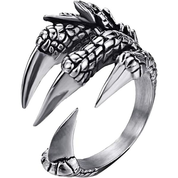 316L Rostfritt Stål Vintage Silver Dragon Claw Justerbar Öppning